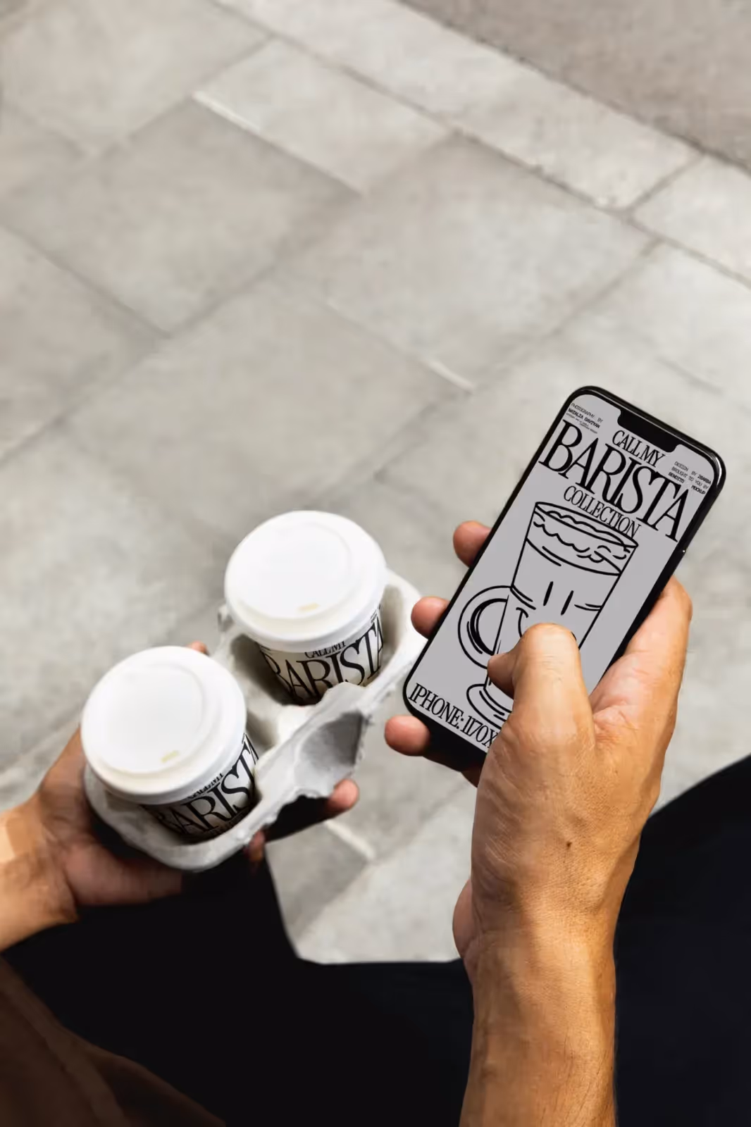 iPhone Mockup with Coffee Cups